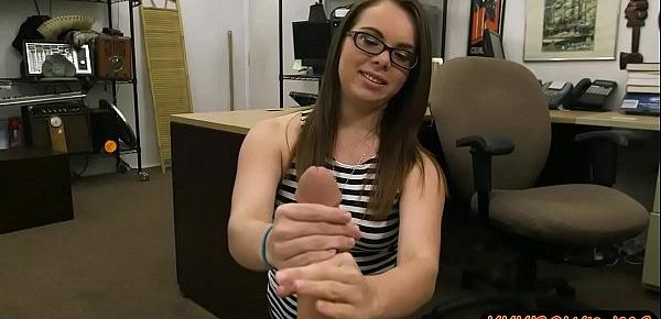  Beautiful amateur babe with glasses nailed by pawn guy